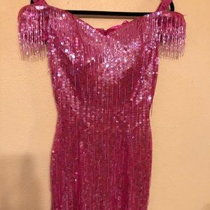 Pink Sequined Mini Dress